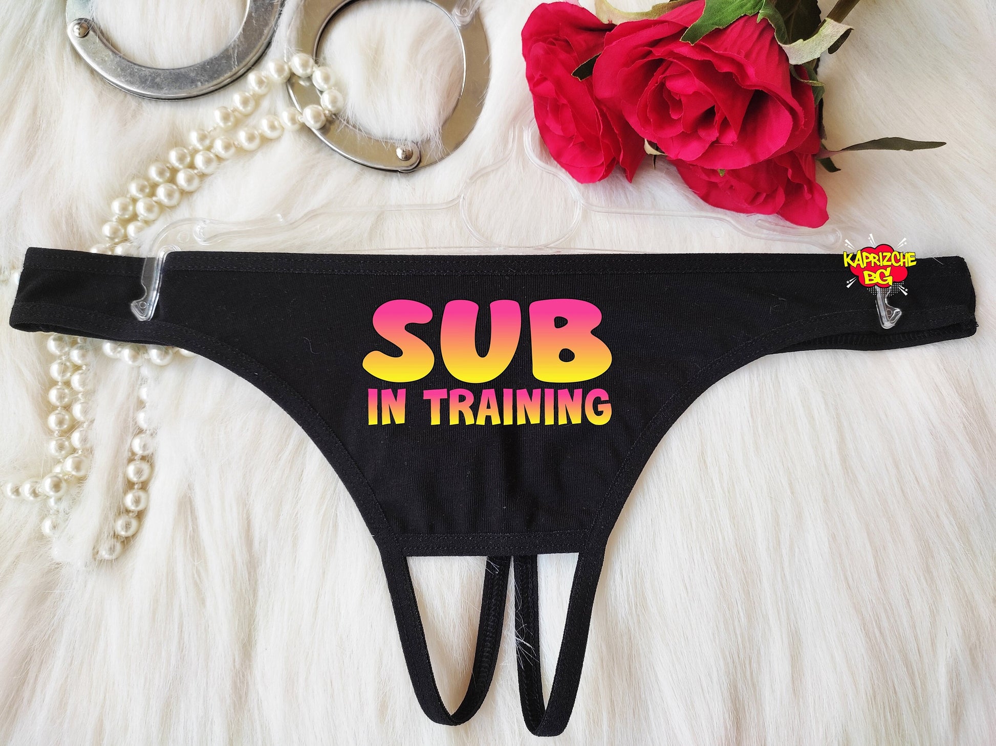 SUB In Training Thong, DDLG Panties ,Naughty Panty, Personalized Thong, Bachelorette Gift, Hotwife Underwear, Crotchless Slutwear,BDMS Tanga