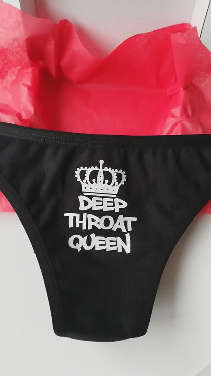 Deep Throat Queen Thong Panties, Sexy Naughty Thong Panties,G-String,Valentine Sexy Gift,Custom Panties,Gift For Her,Gift for Hot Wife